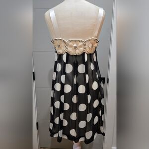 Sue Wong Elegant White/Black Polka Dot Dress